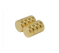 Magnet Chapado en Oro Para Terapia Y Alivio Del Dolor - Hoyuelo en La Cara Norte - 4mm de Diámetro x 1.5mm de Espesor - 0.36kg de Tracción - Paquete de 10