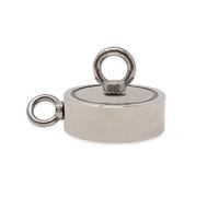 Magnet de Bote de Neodimio N42 Con 1X M12 Y 1X M10 Segebolt Para Pesca Por Imán, Recuperación Y Caza de Tesoros - 116mm de Diámetro x 32mm - 400kg