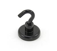 Magnet de Gancho de Neodimio Pintado Negro Con Gancho M6 Para Refrigerador, Pizarra, Tablero de Anuncios, Archivador O Oficina - 32mm de Diámetro x 42mm de Alto - 36.4kg - Paquete de 10