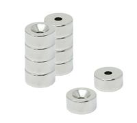 Magnet de Neodimio Para Artes, Manualidades, Fabricación de Modelos, Bricolaje, Pasatiempos, Oficina Y Hogar - 10mm de Diámetro x 5mm de Espesor x 3.2mm C/Fregadero - 2kg - Sur - Paquete de 10