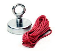 Magnet de Recuperación de Ferrita Con Cebolio M10 Y Cuerda de 10 M Para Pesca Por Imán, Recuperación, Recuperación Y Caza de Tesoros - 80mm de Diámetro x 70mm de Alto - 60kg - Paquete de 10