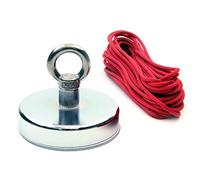 Magnet de Recuperación de Ferrita Con Cebolio M14 Y Cuerda de 10 M Para Pesca Por Imán, Recuperación Y Búsqueda de Tesoros - 125mm de Diámetro x 100mm de Altura - 130kg - Paquete de 10