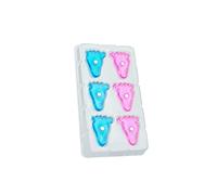 Magnet en Forma de Pie de Bebé Azul Y Rosa para El Refrigerador, Pizarra, Tablero de Anuncios O Duchas de Bebé - 22mm de Diámetro x 4mm de Alto - Paquete de 12