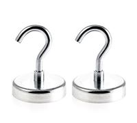 Magnetastico® | 2 piezas ganchos magnéticos de neodimio N35 60 mm Ø | Extrema fuerza de atracción de 113.0 kilogramos | 2 imanes ultra potentes con gancho de neodimio revestida de zinc y muy robusto