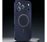 Magnetic Charging Bumper Matte Shell for iPhone 17 Pro MAX, Magnetic Aluminum Metal Frame Snap-On Case with Lens Protector (Blue,17)