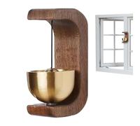 Magnetic Chime - Natural Wood | Brass Wind Chime with Soft Sound | Easy Adhesive & Magnet Installation For Sliding Doors, Homes, Shops, Restaurants | Ideal As Housewarming Gift & Safety Alar