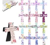 Magnetic Cross Bookmarks for Christian Women, Bible Learners, Readers, Teachers & Students, Magnetic Page Clips/Bible Bookmarks, Cute with Inspirational Quotes (B(16pcs))