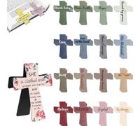 Magnetic Cross Bookmarks for Christian Women, Bible Learners, Readers, Teachers & Students, Magnetic Page Clips/Bible Bookmarks, Cute with Inspirational Quotes (C(16pcs))