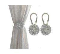 Magnetic Curtain Tiebacks with Sparkling Crystal Flower Design for Seconds - 2 Pack