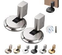 Magnetic Door Stop, Door Stoppers Magnetic, New Punch-Free Mechanical Silent Floor Door Stop, Heavy Duty Adjustable Magnetic Door Stoppers For Bottom Of Door (Silver,2PCS)