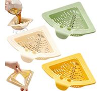 Magnetic Drainage & Filter Basket, 2026 New Punch-Free Triangular Sink Strainer with Twist-Open Bottom, Collapsible Kitchen Sink Filter Basket, Corner Sink Trash Catcher for Food Waste (3Pcs)