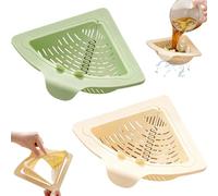 Magnetic Drainage & Filter Basket, 2026 New Punch-Free Triangular Sink Strainer with Twist-Open Bottom, Collapsible Kitchen Sink Filter Basket, Corner Sink Trash Catcher for Food Waste (2Pcs-A)