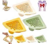 Magnetic Drainage & Filter Basket, Punch-Free Triangular Sink Strainer with Twist-Open Bottom, Kitchen Punch-Free Triangular Sink Hanging Strainer, Corner Kitchen Organizer (White+Yellow+Green)