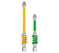 Magnetic Drill Bit Set, 2 Pieces Screw Tool, Spring Loaded Metal Driver for Mechanic Electronics Craft Concrete Drywall Building Repair Home Maintenance Fastening Precision Project