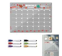 Magnetic Dry Erase Board - Writable con 6 puntas de marcador, acrílico magnético monthly planner | Smooth Writing, Easy to Clean and Reuse, Ideal para Dorm Refrigerator Kitchen Apartment, 30 x 20 cm