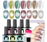 Magnetic Eye Gel Nail Polish | 7 Colours Glitter Galaxy Chameleon Iridescent Effect Naill Gell | Long Lasting Nails Polishing Kit for Festival Manicure Salon Home Travel Wedding