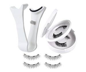 Magnetic Eyelashes - 4-Piece No Glue Kit, False Lashes With Applicator, Reusable Eye Makeup Set, Enhancing Natural Beauty Efficiently, Beauty Accessories, Black Soft Fiber For Travel Dates Use