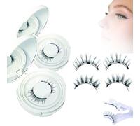 Magnetic Eyelashes, Magnetic Eyelashes with Applicator, Reusable Magnetic Eyelashes, Eyelash Magnetic Eyelashes, Easy to Put on, No Glue Or Liner Needed (01+02)