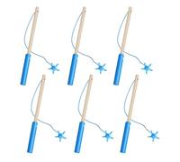 Magnetic Fishing Poles - Wooden Kid 6 Pieces Educational Stick Fishing Pole