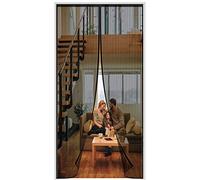 Magnetic Fly Screen Door Insect Mosquito Door Screen,125x205cm (49.21x80.7in) Magnetic Top-to-Bottom Seal Snaps Shuts Automatically, for Anti Mosquito or Anti Pest Magnetic Soft Door-Black