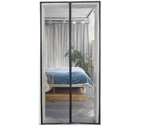Magnetic fly screen door with strong magnets and full-frame Velcro heavy-duty insect screen curtains, no-sew insect door, isolates bugs (Stripe Black,100x210cm)