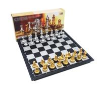 Magnetic Folding Chess Set with Classic Design, Enlightenment Game for Kids Beginners & Adults(Gold+Silver,25cm)