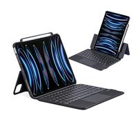 Magnetic Folio Wireless Keyboard Leather Case for iPad 10th Generation 2022 & 11th (A16, 2025), Magnetic Detachable Case,Magic-Style Keyboard with Multi-Touch Trackpad,7 Colors Backlight,Black