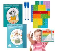 Magnetic Fraction Demonstration Book, 1 Set Math Teaching Aid, Upgraded Magnetic Fraction Tiles, With 10 Brilliant Colors, For Teaching Enhance Mathematical Skills (Zebra + Rabbit)
