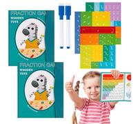 Magnetic Fraction Demonstration Book, 1 Set Math Teaching Aid, Upgraded Magnetic Fraction Tiles, With 10 Brilliant Colors, For Teaching Enhance Mathematical Skills (2 * Zebra)
