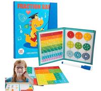 Magnetic Fraction Demonstration Book, 2025 New Magnetic Fraction Educational Puzzle Fraction Tiles and Circles, Math Manipulatives Learning for Teaching, Enhance Mathematical Skills (Dinosaur)