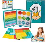 Magnetic Fraction Demonstration Book, Magnetic Fraction Demonstration Book with Tiles, Discs & Bars, Magnetic Fraction Set for Kids Math Teaching Aid, for Classroom, Home (Zebra)