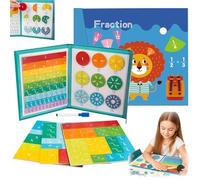 Magnetic Fraction Demonstration Book, Magnetic Fraction Demonstration Book with Tiles, Discs & Bars, Magnetic Fraction Set for Kids Math Teaching Aid, for Classroom, Home (Lion)