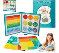 Magnetic Fraction Demonstration Book, Magnetic Fraction Demonstration Book with Tiles, Discs & Bars, Magnetic Fraction Set for Kids Math Teaching Aid, for Classroom, Home (Rabbit)