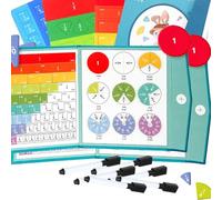 Magnetic Fraction Demonstration Book, Magnetic Fraction Tiles, Fractions Manipulatives, Score Disk Demonstrator Math Puzzle Learning Building Block Set with 10 Brilliant Colors (2Pcs)