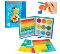 Magnetic Fraction Demonstration Book, Magnetic Math Master Set - 102 Pcs, Magnetic Fraction Tiles & Fraction Circles, Fraction Toys for Hands and Brain Use for Ages 3-7 (Dinosaur)