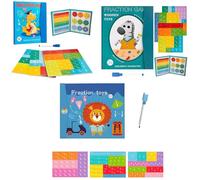 Magnetic Fraction Demonstration Book, Promisety Magnetic Fraction Tiles, Disk Set Puzzle Book for Kids Math for Teaching Enhance Mathematical Skills, Free Matching Learning Pen (A+B+C)