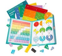 Magnetic Fraction Demonstration Book with Tiles - Color-Coded Magnetic Fractions for Kids, Decimal & Percentage Equivalency Chart, Educational Classroom Math Tool