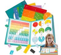 Magnetic Fraction Demonstration Book with Tiles - Color-Coded Magnetic Fractions For Kids, Decimal & Percentage Equivalency Chart, Educational Classroom Math Tool
