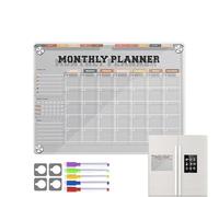 Magnetic Fridge Whiteboard - Clear Acrylic Dry Erase Calendar Boards 12x9in, Reusable Kitchen Planner & Grocery List Board | Suitable For Home Organization Meal Planning Reminder Notes, 12.2*8.97inch