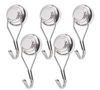 Magnetic Hooks Heavy Duty - 5 Pack Extra Strong Magnet Hooks, Hanging Tool, Multi-Purpose Organizer | Ideal For Garage, Fridge, Pantry, Bathroom, Living Room, Entryway, Workshop, Kitchen Storage