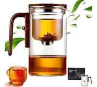 Magnetic Kettle, La Magic Pot Tea, 720ml Water Separation Glass Teapot with Wooden Handle, Press Control Tea Infuser with Strainer for Loose Tea (520ml)