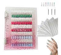 Magnetic Nail Book, 2025 New Nail Color Display Book, Nail Art Salon Design Booklet for Manicurist, Magnet Removable Blank Nail Sample Display Organizer (Red,180Pc)