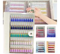 Magnetic Nail Book,Gel Polish Display Book with Transparent Nail,Nails Art Salon Design Display Booklet for Manicurist,Removable Acrylic Nails Samples with 120/180/240 Blanks