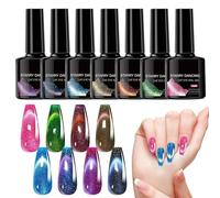 Magnetic Nail Polish Gel, 8 Colors Shiny Gel with High-Shine Finish, 7.5ml Professional Manicure Kit, Wedding, Party, Travel, Daily Cats Eye Effect for Salon and At-Home Use