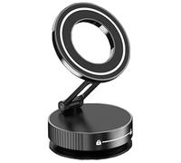 Magnetic Phone Holder - Vacuum Suction Mount, Strong Grip Car Stand, Space Saving Mobile Support, Compact Smartphone Holder With Secure Lock | Hands Free Phone Mount Solution For Car Dashboard Gym Use