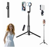 Magnetic Phone Tripod,51/63" Extendable Selfie Stick with Wireless Remote,360° Rotation Phone Stand for Video Recording & Vlogging - Portable Travel Tripod (Black,1.6m)