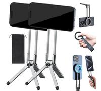 Magnetic Phone Tripod Stand for iPhone, Ma38 Portable Magsafe Phone Holder, Mini Doublesid Magnetic Tripod for Smartphone, Aluminium, 360° Adjustable Stand Foldable Pocket Cell