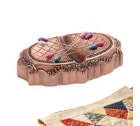 Magnetic Pin Holder Sewing - Vintage Embossed Needle Storage Dish for Crafting | Zinc Alloy with Portable Magnetic Organizer, Embroidery Quilting for DIY Sewing Room Accessories