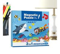 Magnetic Puzzle Set, Cartoon Travel Learning Toy Book, Preschool Educational Activity Kit for Hand Eye Coordination Fine Motor Skills Brain Development Travel Games for Boys Girls