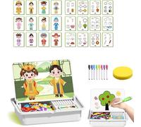 Magnetic Puzzles Face Dress Up Travel Game Double Side Educational Learning & Creative Toy, Double-Sided Board + 12 Cards, Multifunctional Puzzles Kits, Enhances Creativity and Learning(Style c)